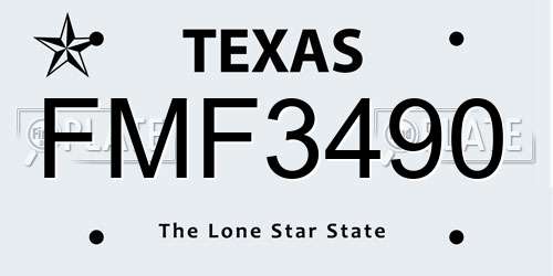 FMF3490 Texas License Plate