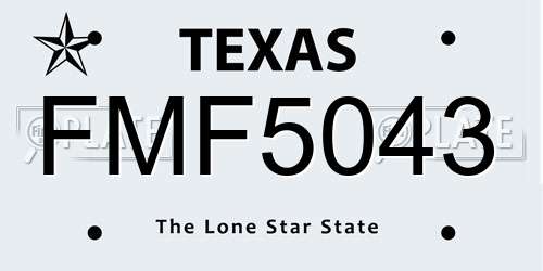 FMF5043 Texas License Plate