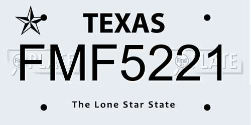 FMF5221 Texas License Plate