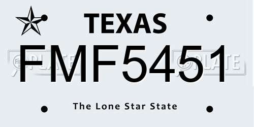 FMF5451 Texas License Plate