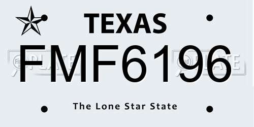 FMF6196 Texas License Plate