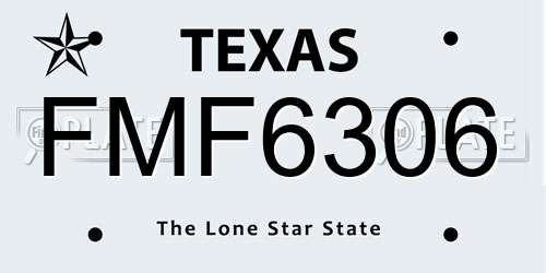 FMF6306 Texas License Plate