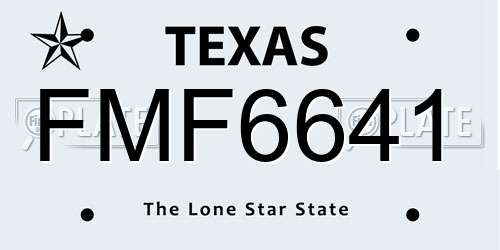 FMF6641 Texas License Plate