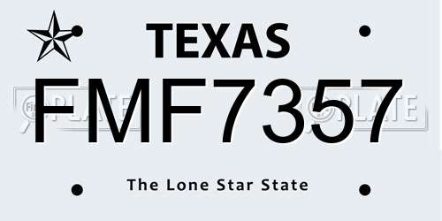 FMF7357 Texas License Plate