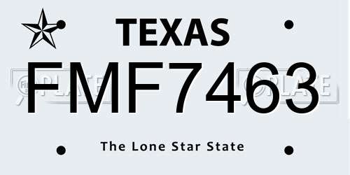 FMF7463 Texas License Plate