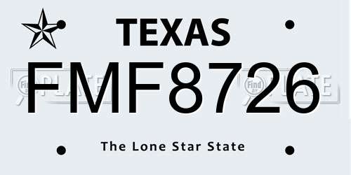 FMF8726 Texas License Plate