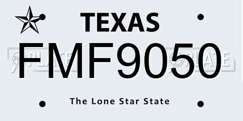 FMF9050 Texas License Plate