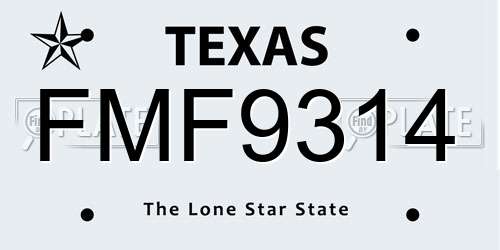 FMF9314 Texas License Plate