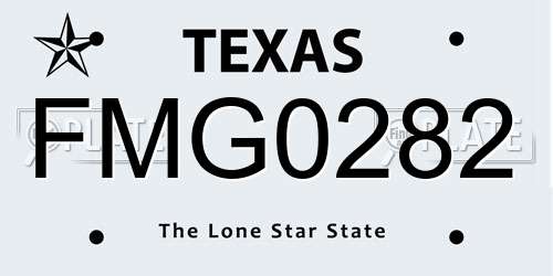 FMG0282 Texas License Plate