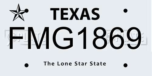 FMG1869 Texas License Plate