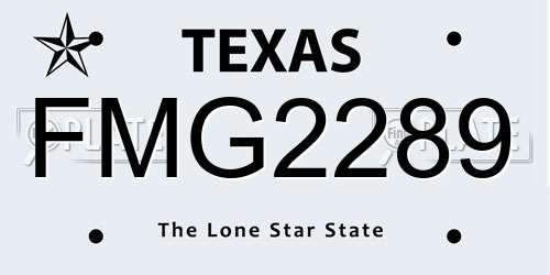 FMG2289 Texas License Plate