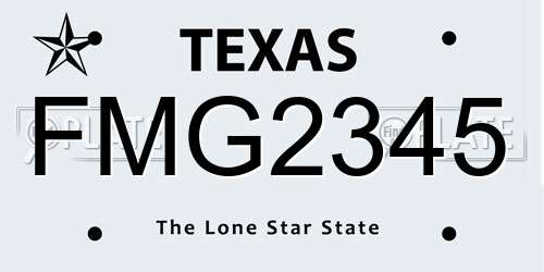 FMG2345 Texas License Plate