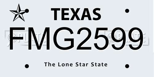 FMG2599 Texas License Plate