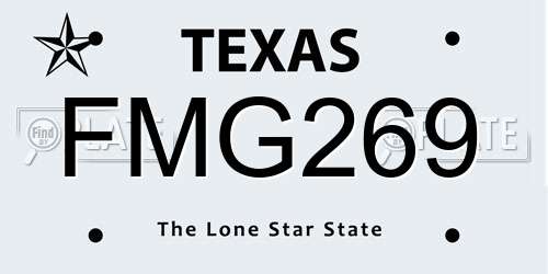 FMG269 Texas License Plate