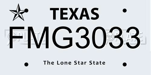 FMG3033 Texas License Plate