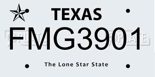 FMG3901 Texas License Plate