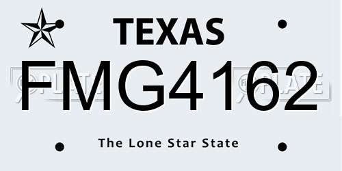 FMG4162 Texas License Plate