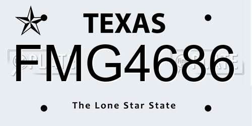 FMG4686 Texas License Plate