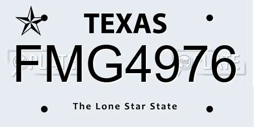 FMG4976 Texas License Plate
