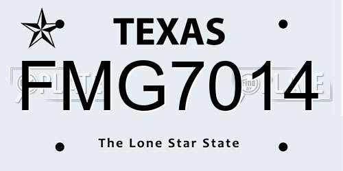 FMG7014 Texas License Plate