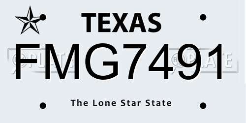 FMG7491 Texas License Plate
