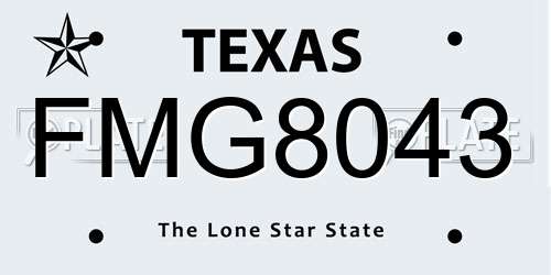 FMG8043 Texas License Plate