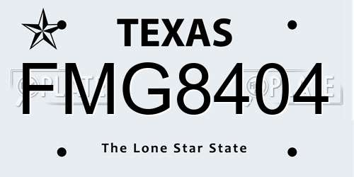 FMG8404 Texas License Plate