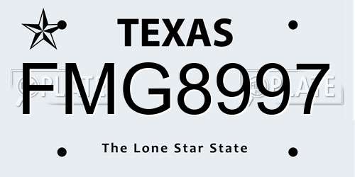 FMG8997 Texas License Plate