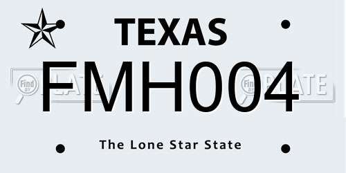 FMH004 Texas License Plate