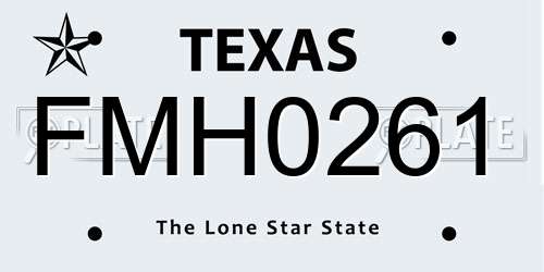 FMH0261 Texas License Plate