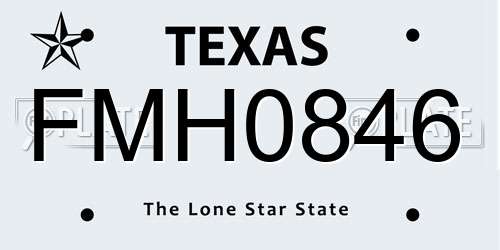 FMH0846 Texas License Plate