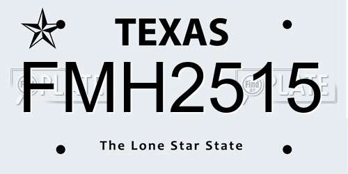 FMH2515 Texas License Plate