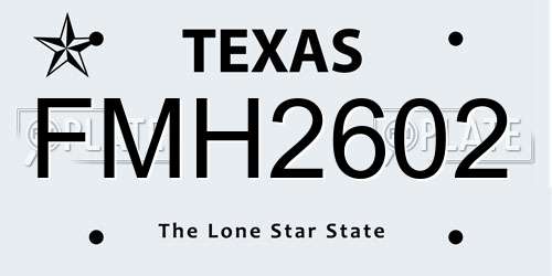 FMH2602 Texas License Plate