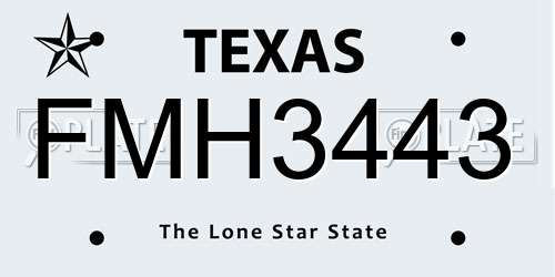 FMH3443 Texas License Plate