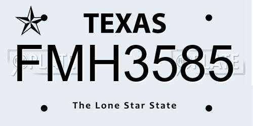 FMH3585 Texas License Plate