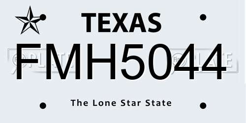 FMH5044 Texas License Plate