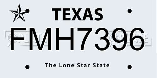 FMH7396 Texas License Plate