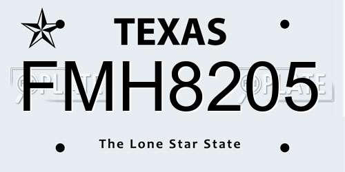 FMH8205 Texas License Plate
