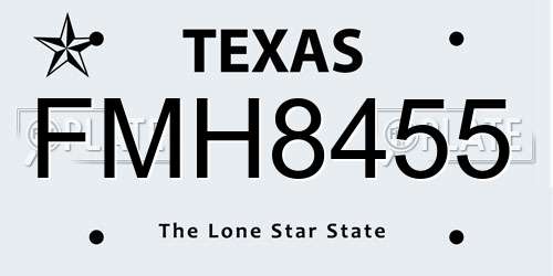 FMH8455 Texas License Plate