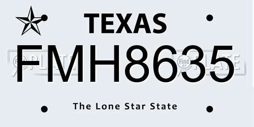 FMH8635 Texas License Plate