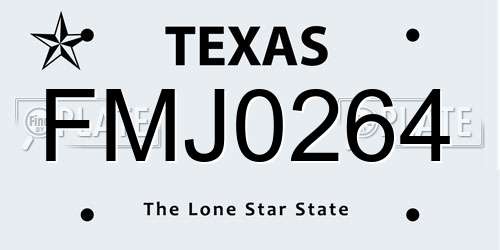 FMJ0264 Texas License Plate