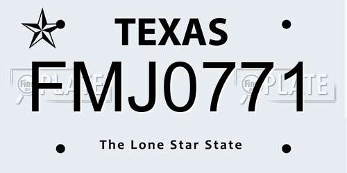 FMJ0771 Texas License Plate