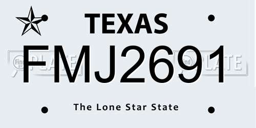 FMJ2691 Texas License Plate
