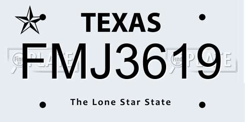 FMJ3619 Texas License Plate