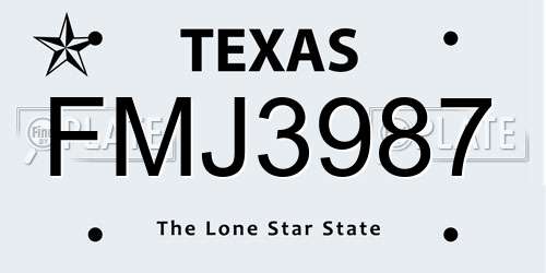 FMJ3987 Texas License Plate