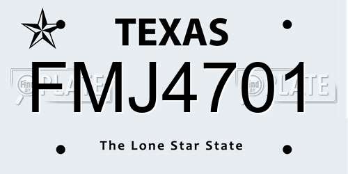 FMJ4701 Texas License Plate