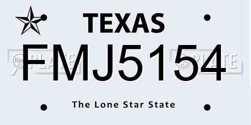 FMJ5154 Texas License Plate