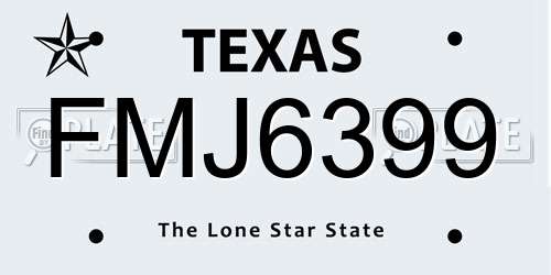 FMJ6399 Texas License Plate