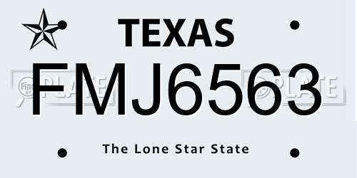 FMJ6563 Texas License Plate