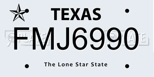 FMJ6990 Texas License Plate
